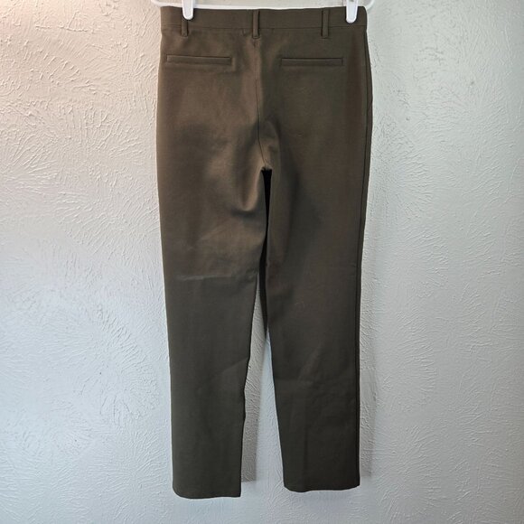 Quince Ponte Stretch Pants M Dark Green Straight Leg Minimalist Pull On Trousers - Picture 6 of 13